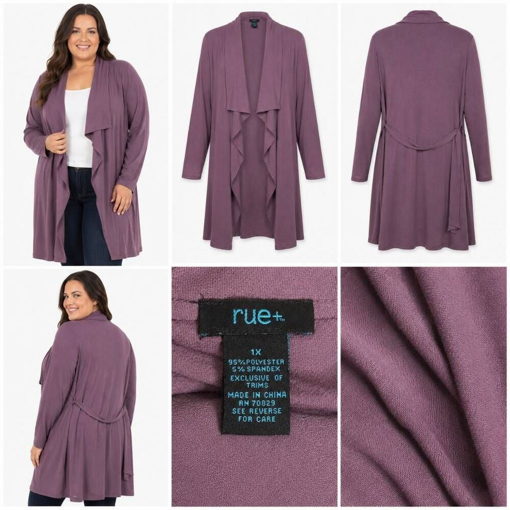 Rue 21 + Mauve Long Duster Cardigan Belted 1X